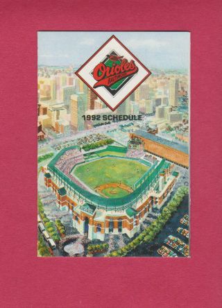 1992 Baltimore Orioles Major League Baseball Schedule Coca - Cola