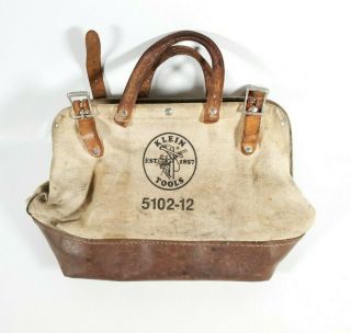 Klein,  Tool Bag,  5102 - 12,  Canvas And Leather,  Brown,  Antique,  Collectible,  Tools