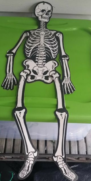 H.  E.  Luhrs Vintage Die - Cut Halloween Jointed Skeleton 23 "
