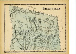 1870 Map Of Granville,  Mass.  From Atlas Of Hampden County,  With Family Names