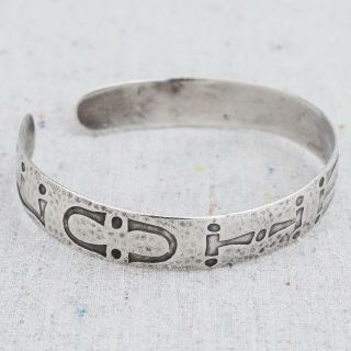 Antique Sterling Silver Men’s Arts Crafts Era Stamped Wohelo Cuff Bracelet 7 "