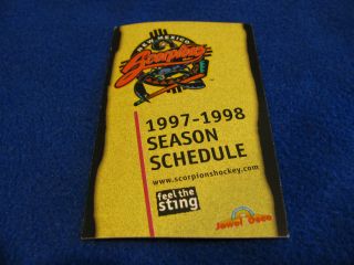 Mexico Scorpions 1997/98 Wphl Minor Hockey Pocket Schedule - Jewel Osco
