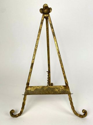 Antique Victorian Gold Gilt Flower Easel For Pictures Cast Iron