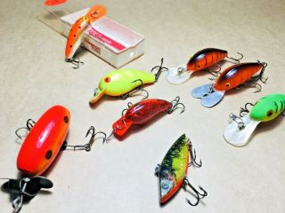 8 X Vintage Lures 1950 - 80s Usa Made Lures Cotton Cordell,  Bill Norman & Helin