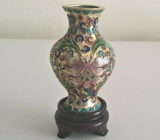 Vintage Vase Chinese Cloisonne Urn Jar Vase Enamel 005