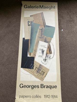 Georges Braque Exhibition Poster 1963 Galerie Maeght Papiers Colles Vintage
