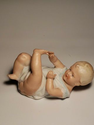 Antique Gebruder Heubach Bisque Porcelain Piano Baby Small 4.  5 " Hand Painted