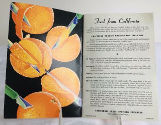 Sunkist Orange Recipes Cookbook Vintage 1940 California Year - Round Freshness 3