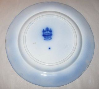Antique 1850s Flow Blue Gothic Dinner Plate Davenport England 2