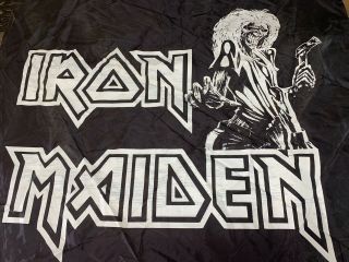 Vintage 1985 Iron Maiden Banner Cloth Poster Tapestry Nikry 45 X 40 "