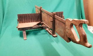 Antique Goodell Pratt Cast Iron Wood Hacksaw Bench Miter Saw Tool Barn Find
