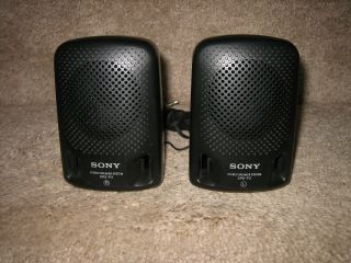 Vintage Sony Mini Stereo Speaker System Srs - P3 For Walkman Discman W/3.  5mm Jack