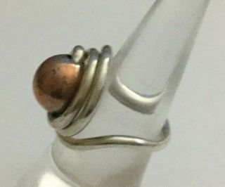 Vintage Two Tone Sterling Silver 925 Chunky Ball/Swirl Rig Sz 4.  5 Q626 3