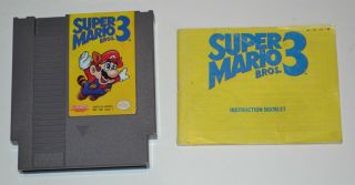 Vintage 1985 Nintendo Nes Mario Bros.  3 Video Game W/instruction Booklet