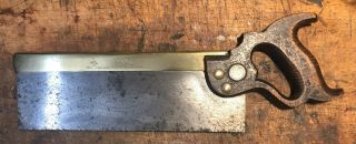 Antique 12 " Brass Backed Tenon Saw Spear & Jackson Leap Frog Sheffield No 52
