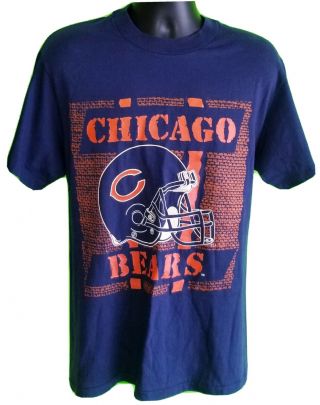Vtg 80s 90s Chicago Bears Helmet T Shirt Nfl Football Mens L Usa Made