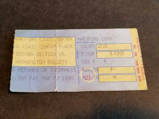 Ticket Stub March 9 1990 Boston Celtics Vs Washington Bullets Hartford Civic Cen
