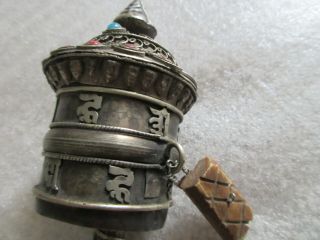 Vintage Tibetan Buddhist Handcrafted Decorative Handheld Spinning Prayer Wheel 2