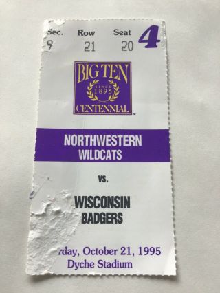 Oct.  1995 Wisconsin Badgers Vs Northwestern Wildcats Football Ticket Stub (1)