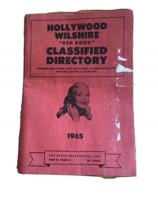 1965 Hollywood California Red Book Yellow Pages Telephone Directory Wilshire Vtg
