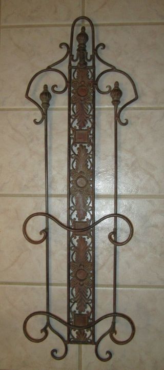 Antique Victorian Style Wrought Iron Wall Mounted 2 - Plate Display Rack Holder