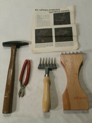 Vintage Furniture Upholstery Tools With Instruction Sheet