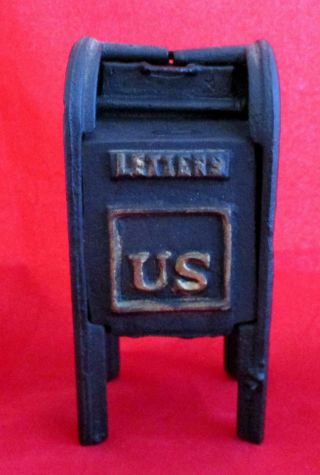 Vintage Cast Iron U.  S.  Mail Box Coin Still Bank Letters Toy Exc Made In Taiwan