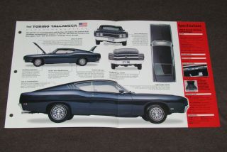 1969 Ford Torino Talladega V8 428 Muscle Car Spec Sheet Brochure Photo Booklet