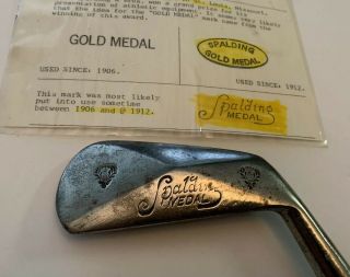 Antique Spalding Gold Medal Rh Hickory Shafted Mid Iron D4