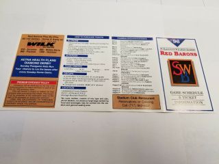 Scranton/wilkes - Barre Red Barons 1996 Minor Baseball Pocket Schedule - Pnc Bank