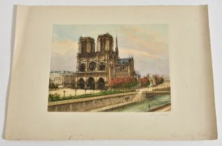 Vintage French,  Notre Dame Paris etching Print,  Signed De Becoud 2