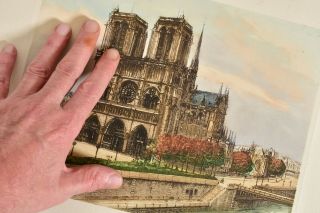 Vintage French,  Notre Dame Paris etching Print,  Signed De Becoud 3