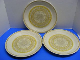 Set Of 3 Vintage Franciscan Earthenware Hacienda Gold Dinner Plates 10 3/4 "