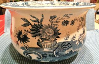 Antique Copeland Late Spode Commode Chamber Pot Planter May 204192 Blue White