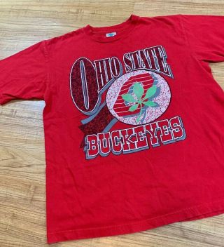 Vintage 90s Ohio State Osu Block O T Shirt Graphic Tee Size Xl