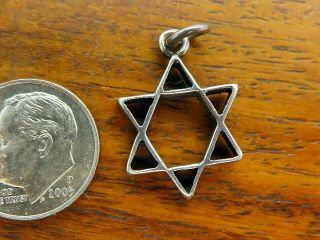 Vintage Sterling Silver Jewish Hebrew Star Of David Religious Pendant Charm
