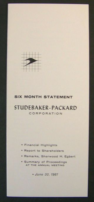 1961,  Studebaker - Packer,  Company Financial Statement,  Report To Shareholders