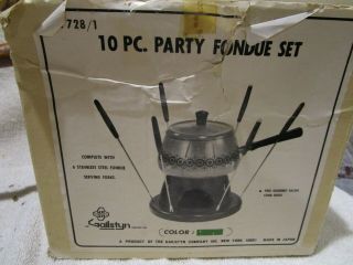 Vintage Gailstyn Party Fondue Set 10 pc.  Green 2
