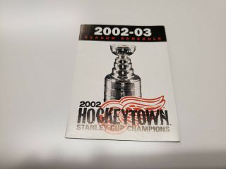 Rs20 Detroit Red Wings 2002/03 Nhl Hockey Pocket Schedule - Miller Lite