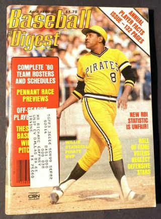 Vintage Baseball Digest Willie Stargell 1980 April 1980 Vol 39 No 4