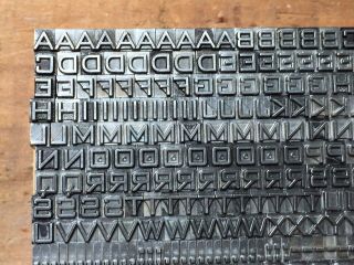 Antique Vtg 12pt Art Deco Bank Gothic Letterpress Print Type Alphabet Comp.  Set