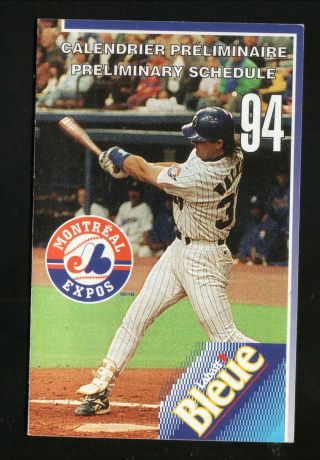 Montreal Expos - - Larry Walker - - 1994 Pocket Schedule - - Labatt Bleue