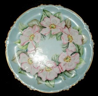 Vintage Rosenthal Hand Painted Embossed Porcelain 8 3/4 " Plate,  Wild Roses