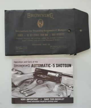 Vintage Browning Automatic - 5 Shotgun Instruction Booklet With Envelope