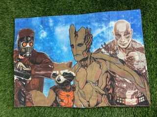 Vtg Marvel Guardians Of The Galaxy Groot Rocket Drax Starlord Pillow Case 28x20 "