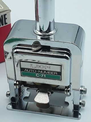 VTG Lion Auto Numbering Machine C - 71 Stamper w/Box - Turning Stick - Ink - Instruction 3