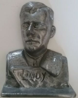 Charles Lindbergh Bookend?? " Lindy " 6.  25 " Tall Cast Aluminum