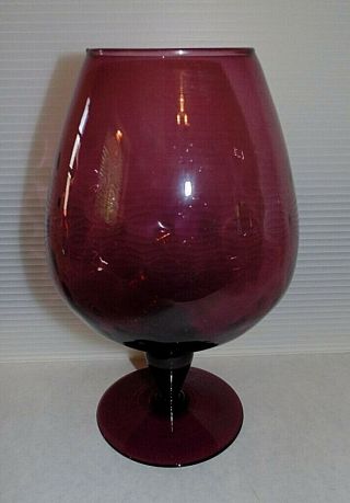 Mid Century Modern Vintage Amethyst Purple Brandy Snifter Glass Rose Bowl Vase