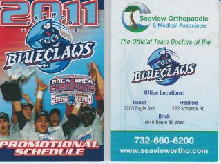 2011 Lakewood Blue Claws Pocket Schedule - Philadelphia Phillies - A