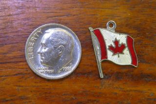 Vintage Sterling Silver Canadian Maple Leaf Flag Canada Enamel Charm